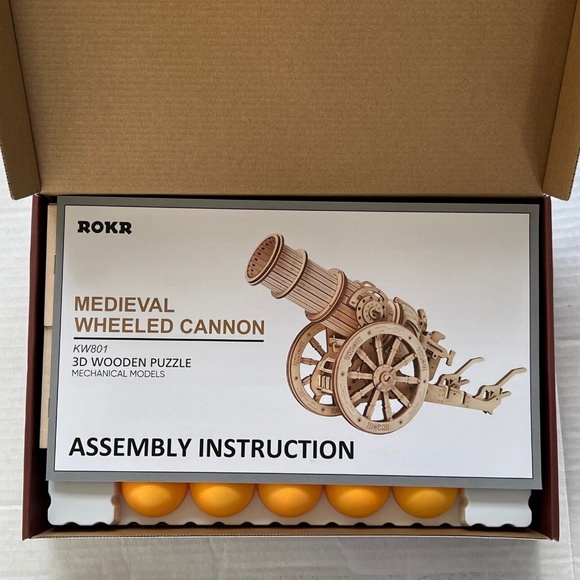 Rokr 3D Wooden Puzzle Model Kit Wooden Firing Medieval Wheeled Cannnon New Opene - Picture 4 of 9
